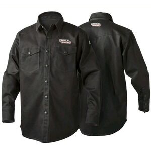 NEW Lincoln K3113 Black Flame Retardent Welding Shirt M FR Blue Collar Workwear